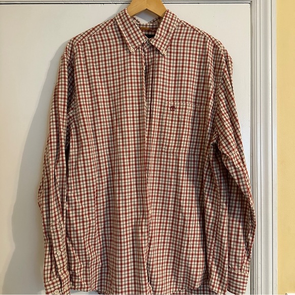 Timberland checkered button down long sleeve causal dress down shirt men L - Picture 1 of 8